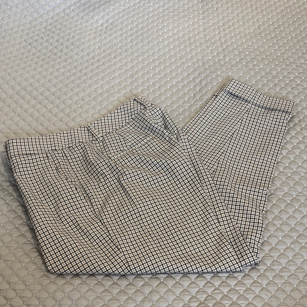 Banana Republic Black, White, and Tan Plaid Pants